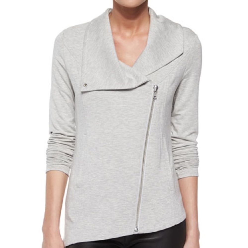 Helmut Lang Grey Modal “Villous” Knit Moto Jacket M
